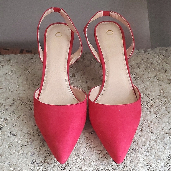 Sling Back Kitten Heels Red NWOT - Picture 1 of 5